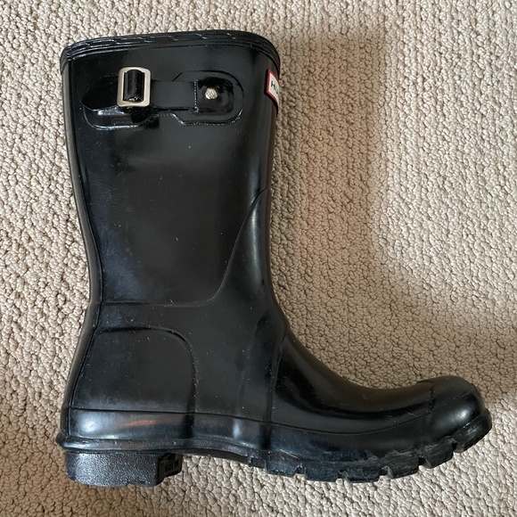 Hunter Black Rain Boots - Glossy Original Short Adjustable - Women's Size 7 - Picture 5 of 7